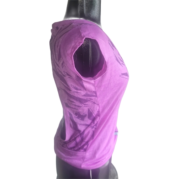 Joshua Perets Purple V-Neck with Open Back Short Sleeve Top M - Picture 3 of 6